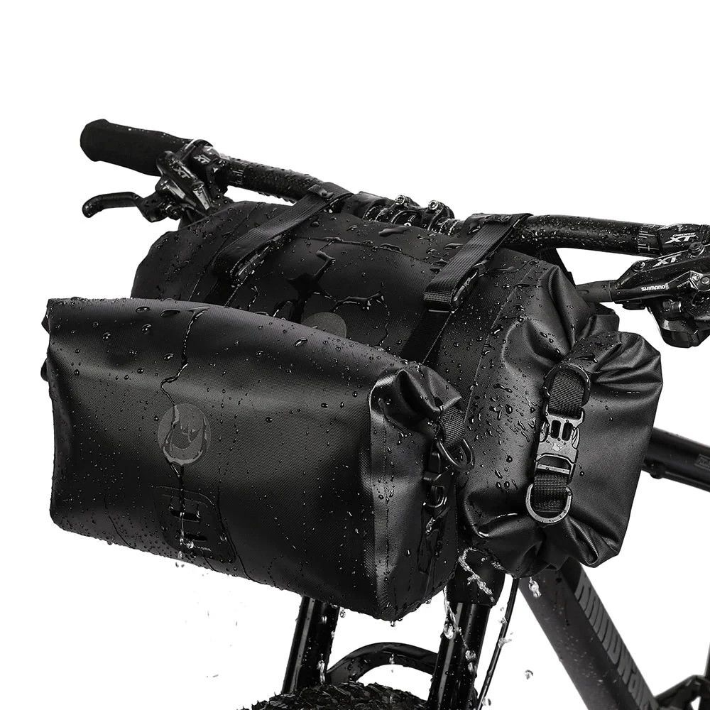 Rhinowalk X21998 12 Liter 2-piece Handlebar Roll Pack Bags - includes 5 spacers